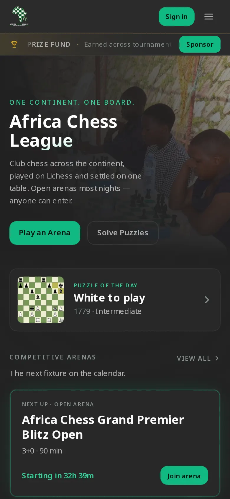 Africa Chess League on a phone
