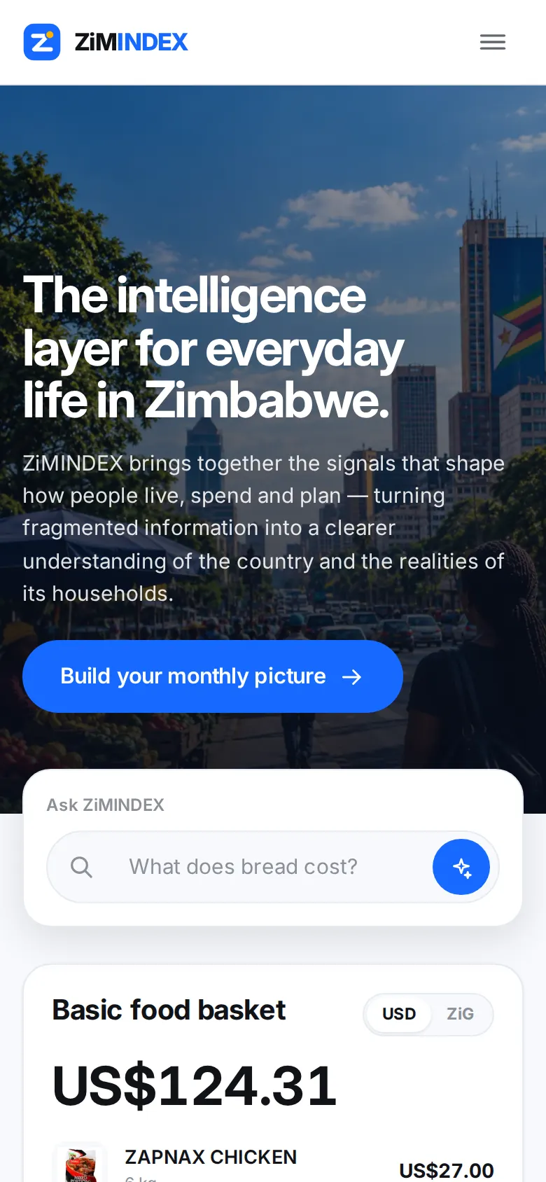 ZiMINDEX on a phone